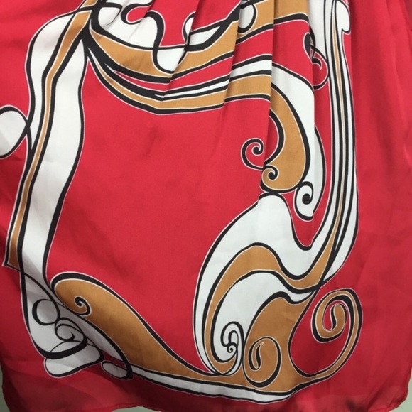 Loft Gathered Collar Scarf Print Red Blouse XSP - Picture 6 of 8